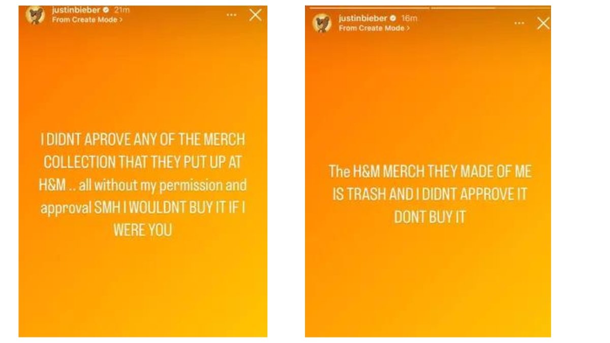 Controversial Instragram Posts H&M Removes Justin Bieber Merchandise Following Controversial Instagram ...