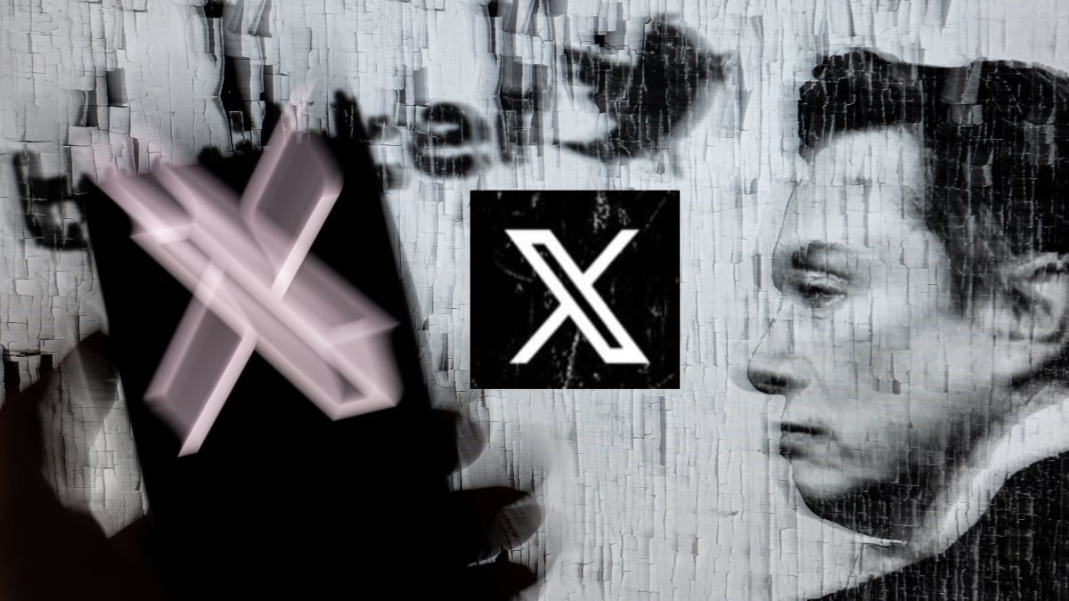 X’s contemporary mobile logo appears to be as if defective distressed denims