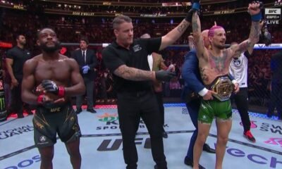 Sean O’Malley shows what Dana White told him whereas wrapping the belt spherical his waist at UFC 292