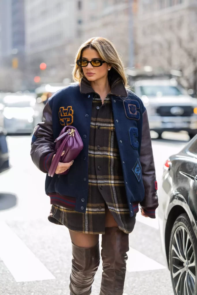 flannel paired with a bomber jacket