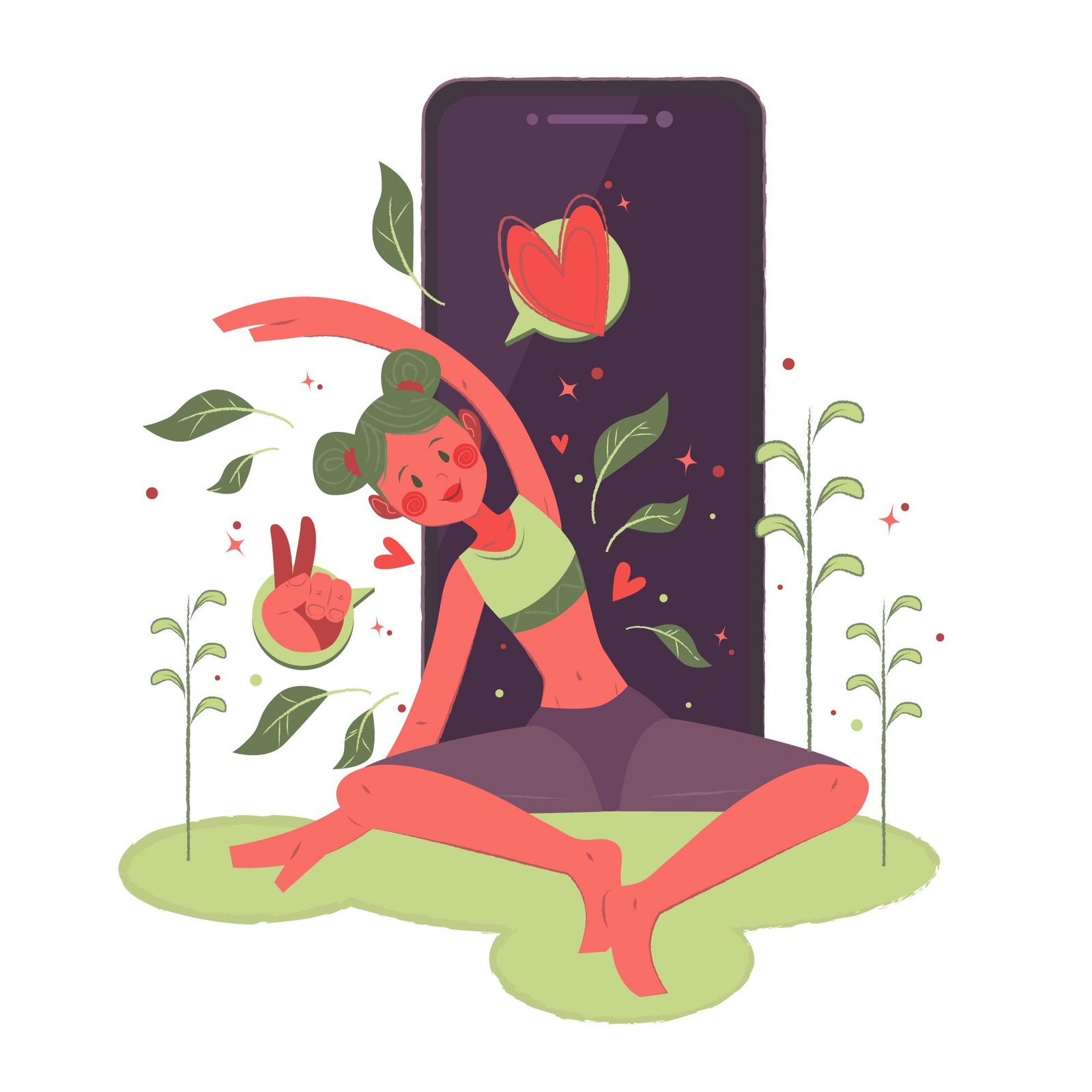 A vibrant, healthy lifestyle concept featuring a balanced meal, a person practicing yoga outdoors, and peaceful sleep setting, representing the modern art of living healthy.